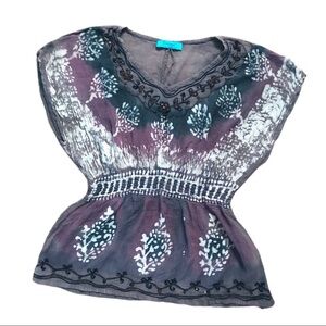 Bohemian Tie Dye Beaded Blouse